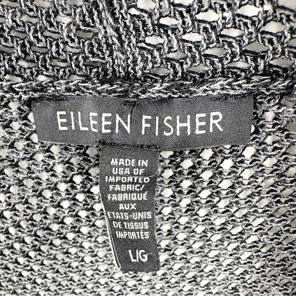 Eileen Fisher Womens Open Knit Long Line Cardigan Size L Black System Capsule - Picture 8 of 12